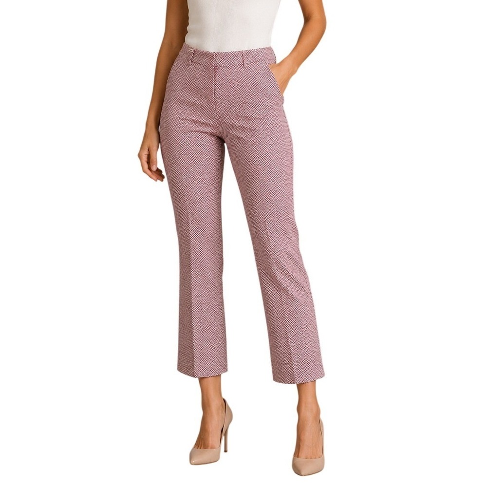 Weekend Max Mara Red White Geometric Diamond Capri Flare Stretch Pants Women's 8